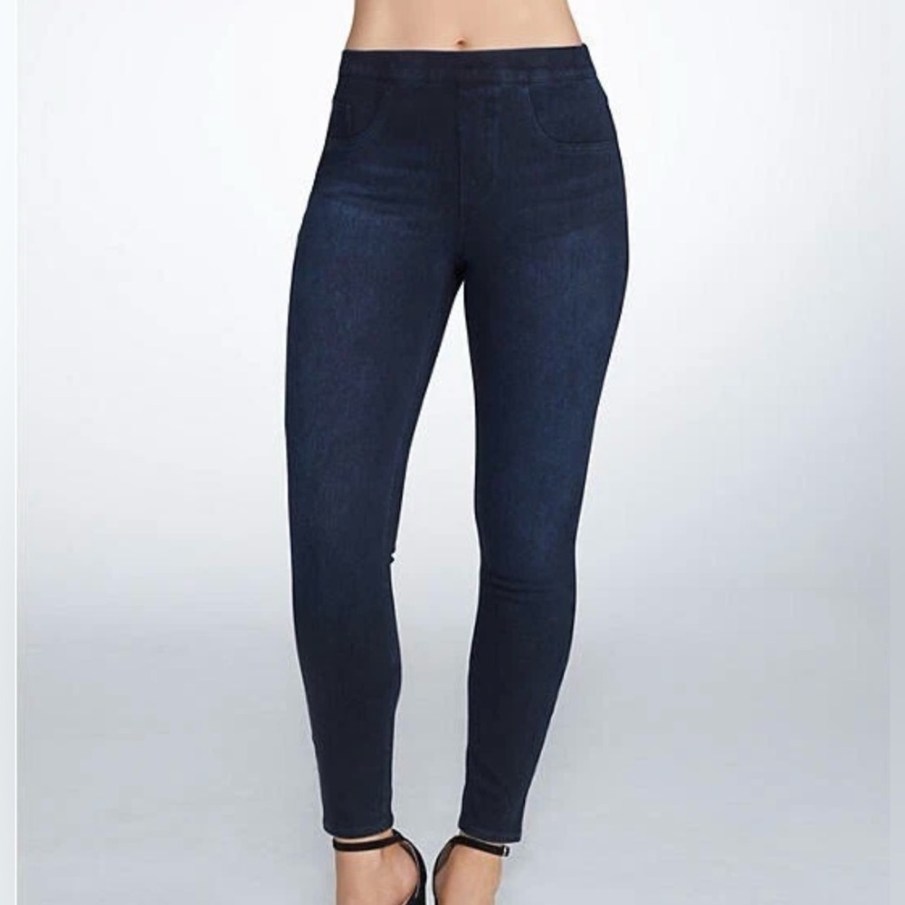 SPANX Jean-ish Ankle Denim Leggings Dark Blue Twilight Rinse